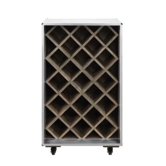 21.26" Raini Wine Rack Aluminum - Acme Furniture: 35.43" High, Holds 23 Bottles, Wood Composite image {2}