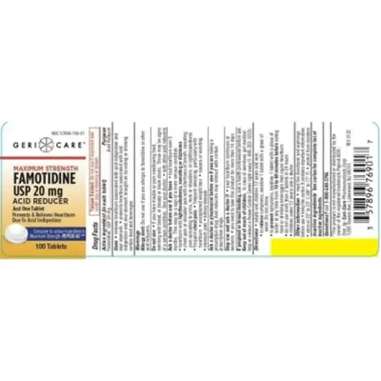 Gericare Famotidine 20mg Antacid Tablet, 100 Ct image {1}