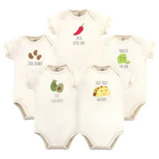 Touched by Nature Organic Cotton Bodysuits 5pk, Taco image {6}