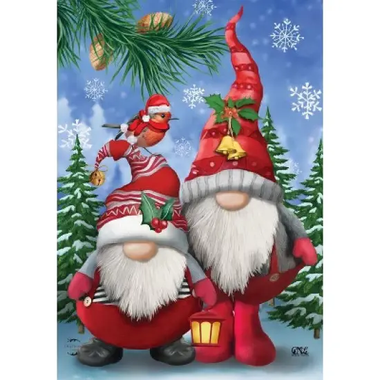 Briarwood Lane Winter Gnomes Christmas House Flag Humor Santa Hat image {2}