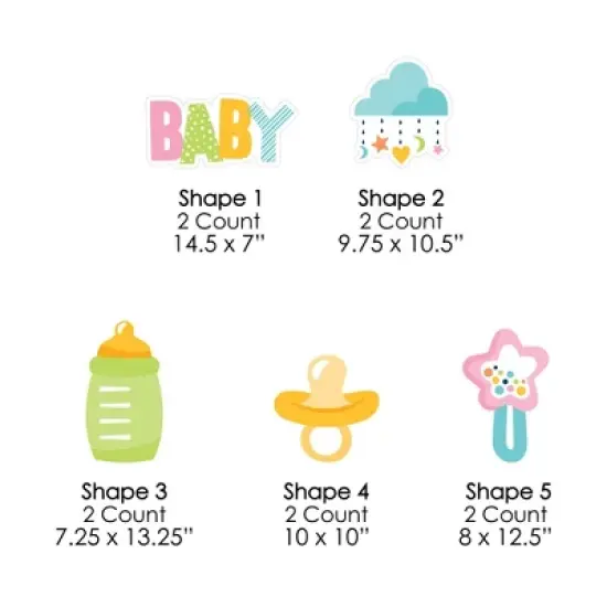 Big Dot of Happiness Colorful Baby Shower - Bottle, Rattle, Pacifier, Rain Cloud Lawn Decor - Outdoor Gender Neutral Party Yard Decorations - 10 Piece image {5}