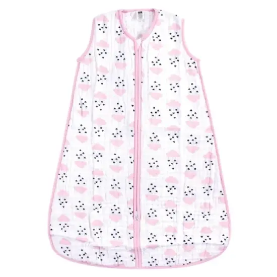 Hudson Baby Infant Girl Muslin Cotton Sleeveless Wearable Sleeping Bag, Sack, Blanket, Clouds And Hearts image {2}