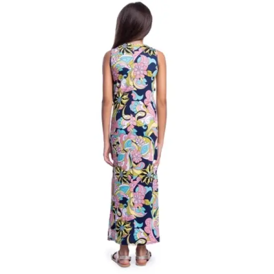 24seven Comfort Apparel Girls Floral Maxi Dress with Slit image {2}