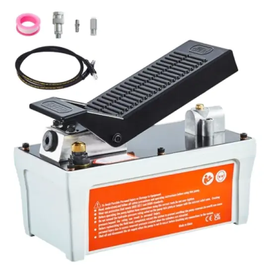 VEVOR Air Hydraulic Pump, 10,000 PSI 1/2 Gal Reservoir, NPT 3/8" Oil Outlet, NPT 1/4" Inlet, 6.6 ft Pipe, Gray image {8}