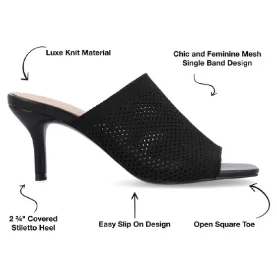 Journee Collection Womens Leighton Soft Knit Slip On Open Toe Pumps image {7}