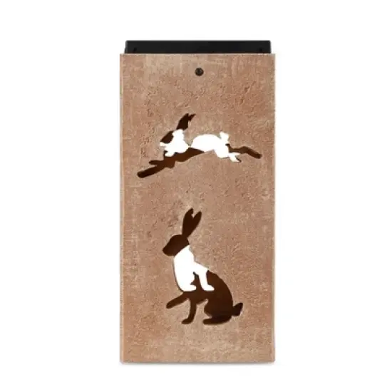 Techko Maid LED Solar 10.8" Portable Rabbit Cut Out Decorative Outdoor Lantern Clear image {1}