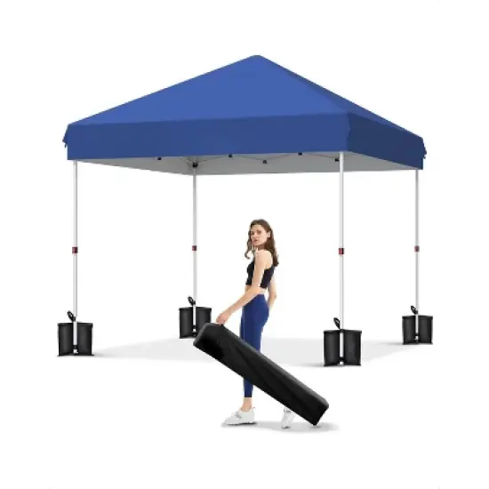 10x10 FT Canopy Tent, Outdoor Shelter with 3 Adjustable Heights, Quick Setup, Includes 4 Sandbags & Carry Bag, Ideal for Camping, Parties image {8}