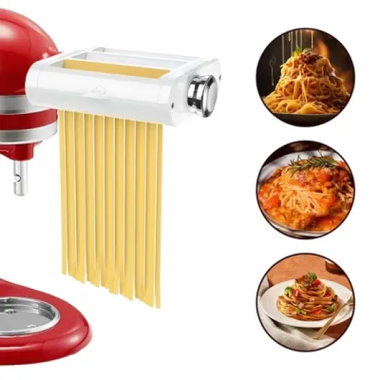 3-in-1 Pasta Maker Attachment for Stand Mixers &ndash; Stainless Steel Pasta Press Accessory (Mixer Not Included) image {1}