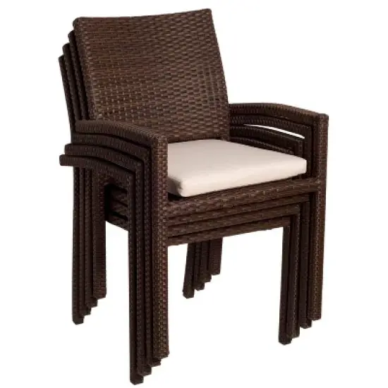 Hillside 11pc Teak Wood Wicker Double-Extendable Oval Patio Dining Set - International Home Miami image {4}