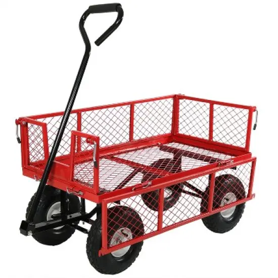 Sunnydaze Outdoor Lawn and Garden Heavy-Duty Durable Steel Mesh Utility Wagon Cart with Removable Sides image {6}
