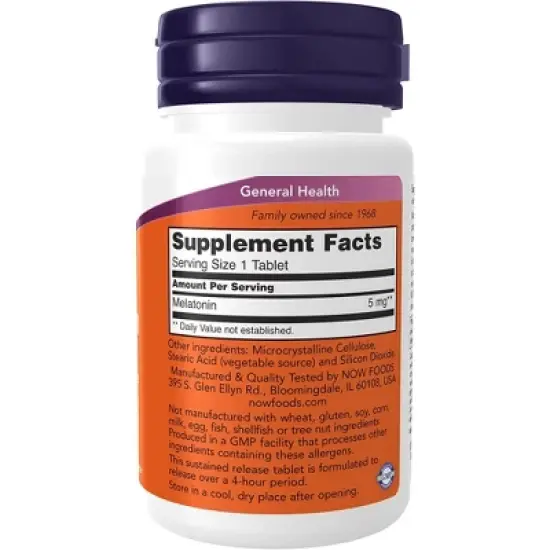 Melatonin 5 mg Sustained Release by Now Foods  -  120 Tablet image {1}