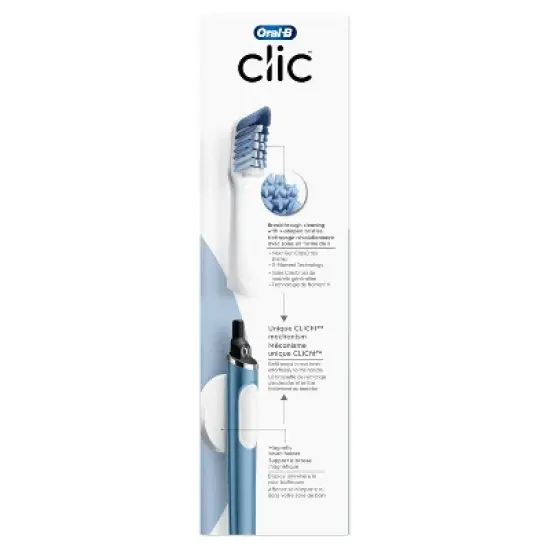 Oral-B Clic Toothbrush - Alaska Blue with 2 Replaceable Brush Heads and Magnetic Brush Mount image {3}