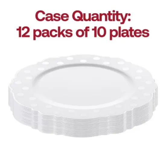 Smarty Had A Party 7.5" White w/ Silver Dots Blossom Plastic Salad Plates - 120 pcs image {3}