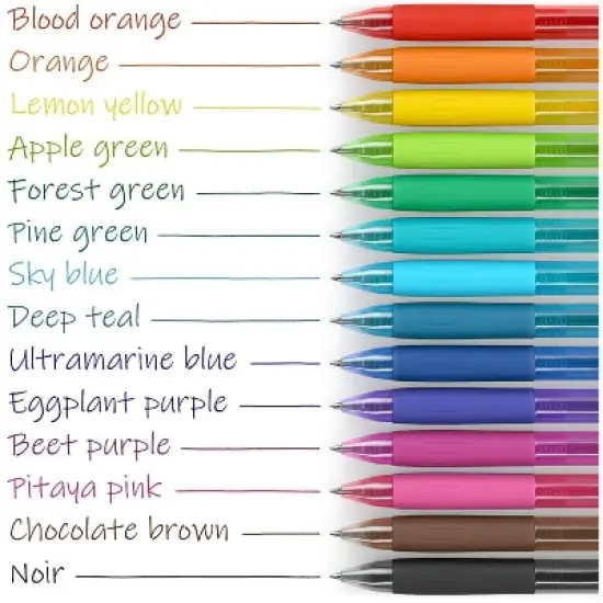 Arteza Retractable Gel Ink Colored Pens Set, Bright Colors - Doodle, Draw, Journal - 14 Pack image {1}