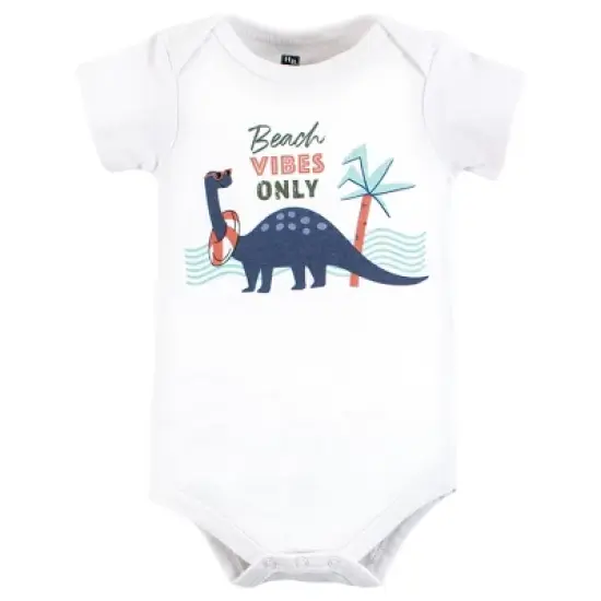 Hudson Baby Unisex Baby Cotton Bodysuits, Beach Dino image {2}