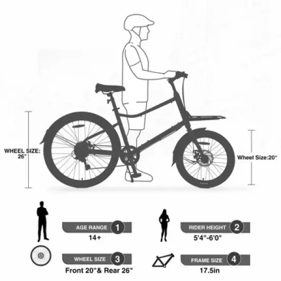 NAYSAYE Bicycle Cargo Bike 7 Speed Alloy Frame Adult Bike for Daily Commute, Blue, 65"*27.56"*42.13" image {3}