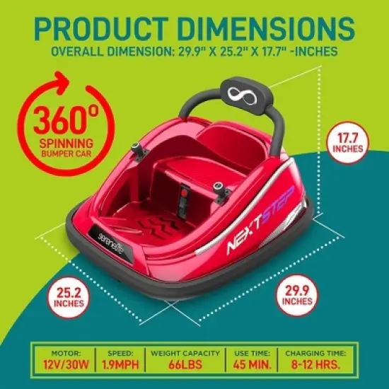 Serenelife 360 Degree Spinning Bumper Car with Adjustable Safety Belt, Control Panel, Soft Bumper, Flashing Lights, Built In Battery & Wheels, Red image {1}