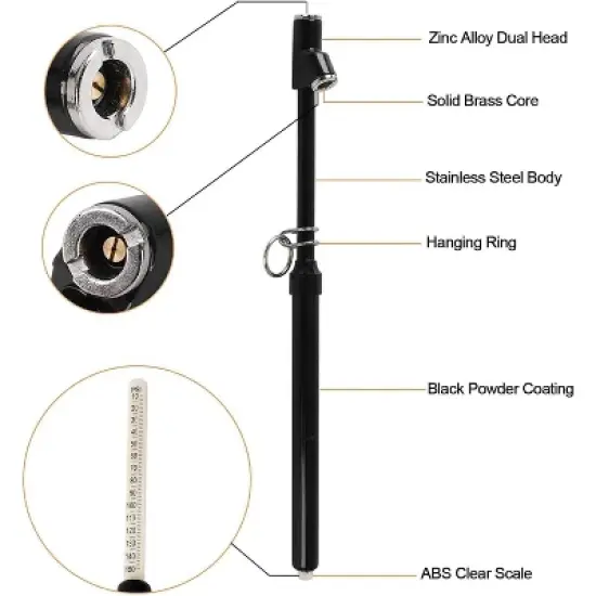 Paaaawaters Dual Head Tire Pressure Gauge, Heavy Duty Pencil Tire Gauge Range 10-150PSI,Dual Head Truck Pen Air Pressure Gauge (Pack of 2) image {1}