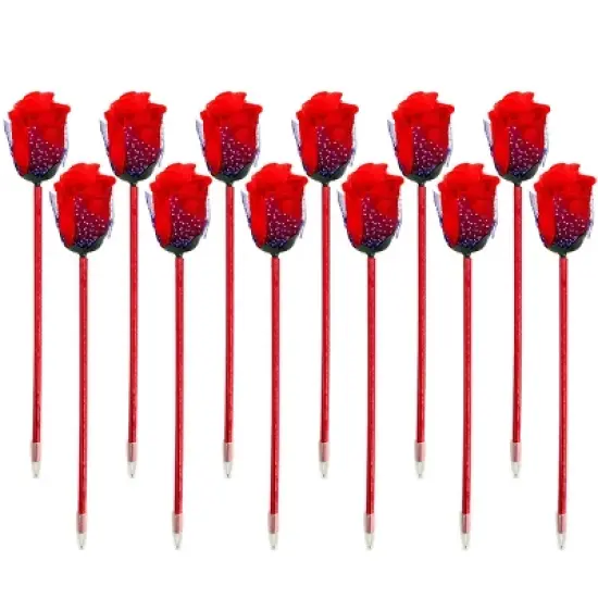 Wrapables Rose Flower Ballpoint Pens, Black ink, Set of 12 image {6}