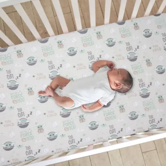 Lambs & Ivy Star Wars Cozy Friends The Child/Baby Yoda Fitted Crib Sheet image {1}