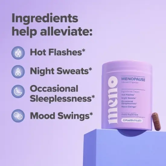 O Positiv MENO Menopause Vegan Vitamin Capsules for Women with Black Cohosh & Ashwagandha - 60ct image {2}