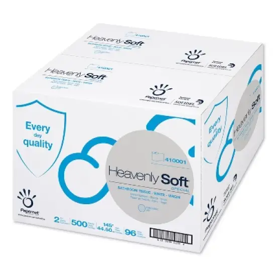 Papernet Heavenly Soft Toilet Tissue, Septic Safe, 2-Ply, White. 4.1" x 146 ft, 500 Sheets/Roll, 96 Rolls/Carton image {1}