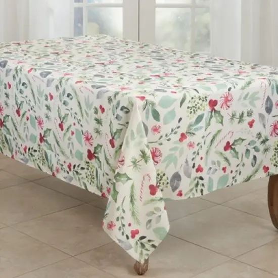 Saro Lifestyle Holiday Tablecloth With Christmas Foliage and Candy Canes image {6}