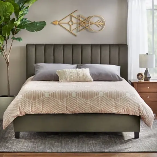 Queen Teagan Channel Upholstered Bed - Lifestorey image {4}