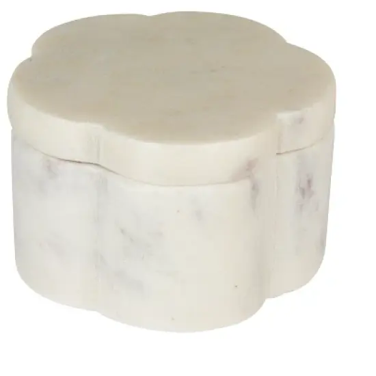 Storied Home Elegant Marble Pinch Pot with Lid, White image {8}
