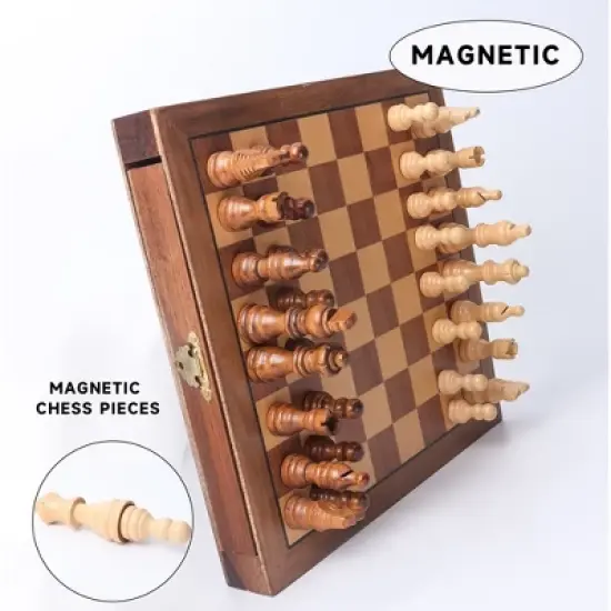 GSE 10" Magnetic Chess Set, Wooden Chess Board Game Set with Drawers, Classic Portable Travel Chess Set image {2}