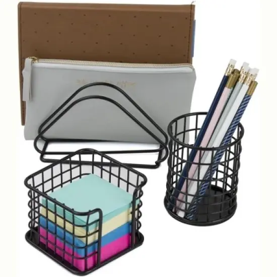 Sorbus Wire Metal 5 in 1 Desk Organizer Set - for Papers, Files, Writing Tools, and More image {2}