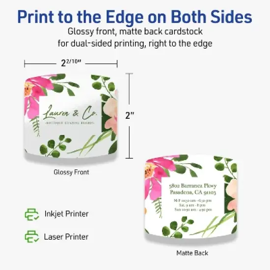 Avery Arched Business Cards, 2" x 2-2/10", Glossy White, 600 Total image {5}