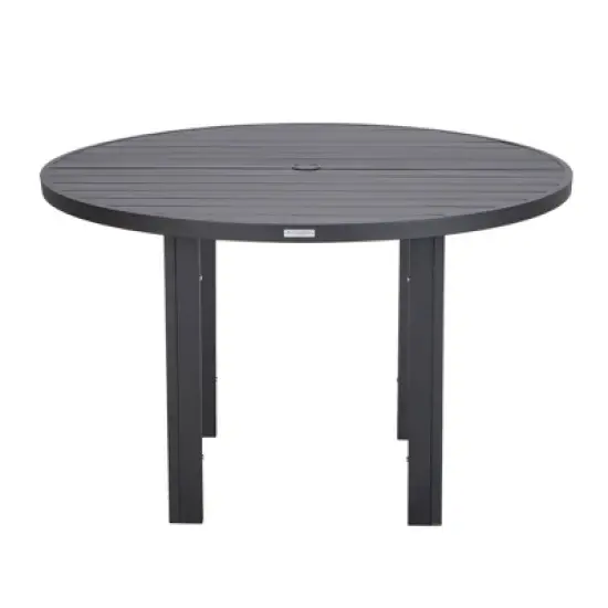 LeisureMod Round Outdoor Aluminum Dining Table for Modern Home, Patio, Backyard Garden Chelsea Collection image {9}