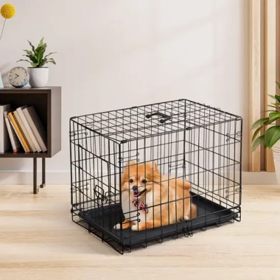 JIONJOY Heavy Duty Steel Dog Crate - Airline Approved Pet Kennel with Lock, Foldable Single Door Cage & Removable Tray for Dogs image {3}