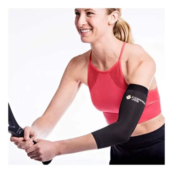 Copper Joe Recovery Elbow Compression Sleeve  Arthritis, Golfers ,Tennis Elbow And Tendonitis. Elbow Support Arm Sleeves For Men And Women - 2 Pack image {2}