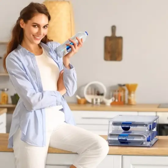 Sorbus Set of 2 Water Bottle Organizer Bins with Lids - Can and Bottle Holder Drink Dispenser - for Fridge, Pantry, Kitchen Organization and Storage image {5}