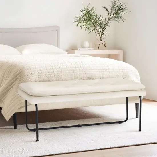 Nano 48" Upholstered Modern Double Layered Cushion Bedroom Bench - The Pop Maison image {8}