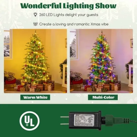 Costway 6/7.5/9 FT Artificial Christmas Tree with 714/1162/1770 Branch Tips 260/280/560 LED Lights 3 Timers Remote image {5}