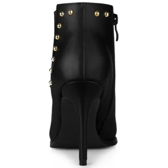 Allegra K Women's Pointed Toe Zip Stiletto High Heel Ankle Boots image {3}