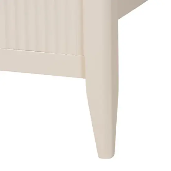 Baxton Studio Primrose Mid-Century Ivory Fluted Wood 4-Piece Bedroom Set image {8}