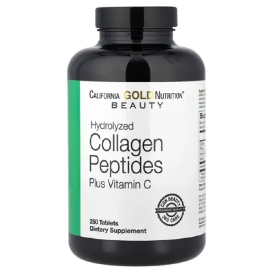 Hydrolyzed Collagen Peptides + Vitamin C by California Gold Nutrition - Support for Hair, Skin, Nails, Joints, & Bones - Featuring Type I & III image {1}