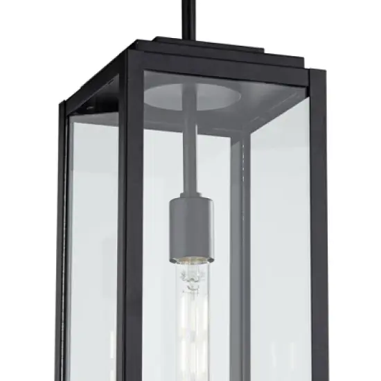 John Timberland Modern Outdoor Hanging Light Fixture Mystic Black 27 1/4" Clear Glass Panel for Exterior Barn Deck House Porch Patio Outside Garage image {2}