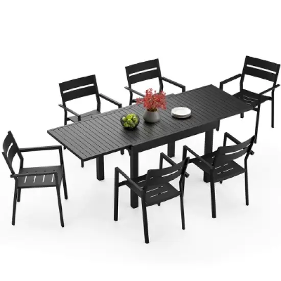 Crestlive Products Modern Aluminum Outdoor Dining sets Expandable Patio Dining Table with arm chairs for 4-6 People Outside image {10}