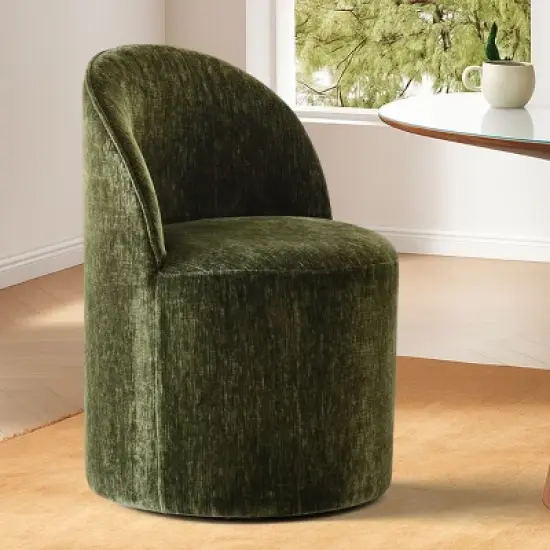 Rolling Barrel Dining Chair, Modern Armless Upholstered Accent Chair with Casters for Kitchen, Home Office, or Dining Room-Maison Boucle image {12}