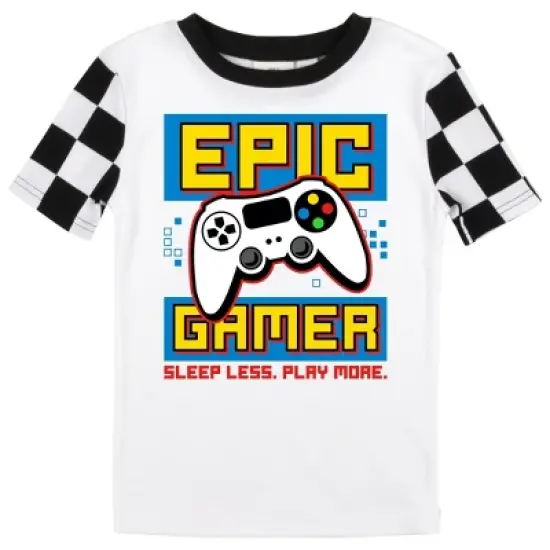 Epic Gamer Youth Boy's Black & White Checkered Short Sleeve Shirt & Sleep Pants Set image {1}