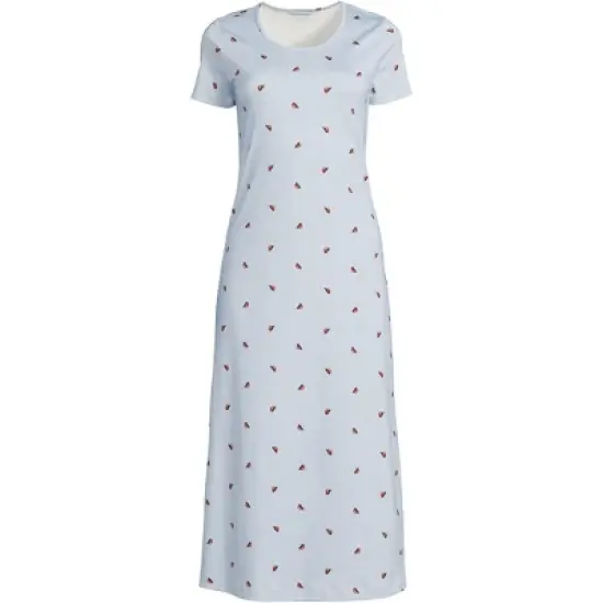 Lands' End Women's Cotton Short Sleeve Midcalf Nightgown image {4}
