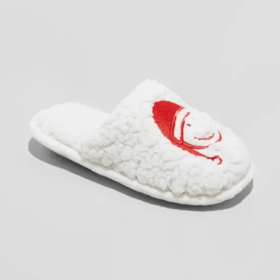 Kid's Holiday Santa Happy Face Scuff Slippers - Wondershop&trade; Cream image {4}