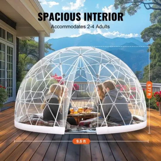 VEVOR Garden Dome Igloo Tent House, 9.5 FT Dome Tent, Upgraded Garden Igloo with PVC Transparent Cover and Window image {3}