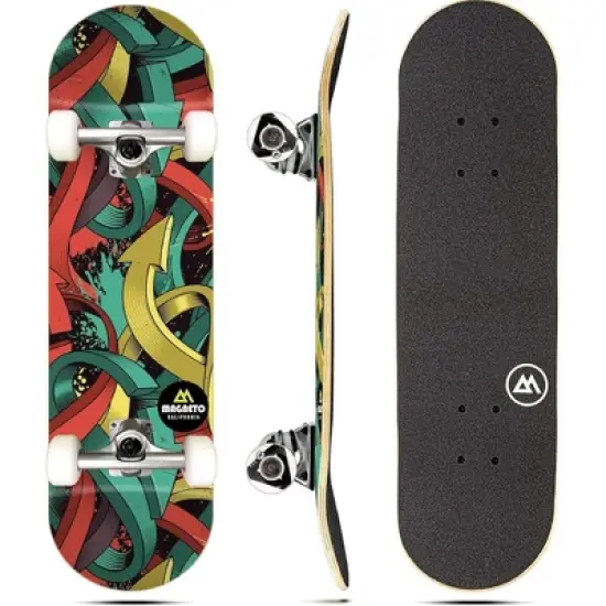 Magneto Skateboard | Maple Wood | ABEC 5 Bearings | Double Kick Concave Deck | For Beginners, Teens & Adults (Graffiti) image {8}
