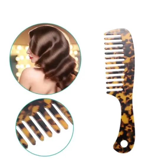 Unique Bargains Anti-Static Hair Detangling Comb Wide Tooth for Thick Curly Hair Hair Supplies Comb Leopard Print Pattern Multicolor 1 Pcs image {1}